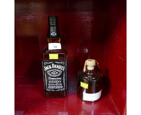 Jack Daniels 1 litre Old No 7 Brand Tennessee Whisky and 250 ml bottle of Solway Spiced Rum 