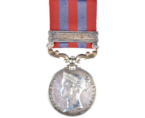 An India General Service Medal 1854-95 to Farrier Sergeant S. Burnett, Royal Artillery, clasp: Bhootan (492 FAR SERGT. S. BUR