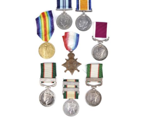 Eight Medals: India General Service 1936-39, clasp: North West Frontier 1936-37 (20708 DVR. NAIK ALI KHAN. 2 MTN. BTY.); IGS 