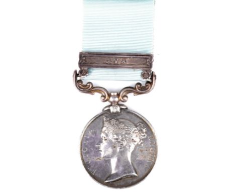An Army of India Medal, renamed to Jamadar Tucket Ram, Nizam's Artillery, clasp, Ava (JAMADAR TUCKET RAM NIZAMS ARTY) renamed