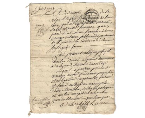 French Revolutionary Period: three manuscript documents, one on velum, two on parchment.