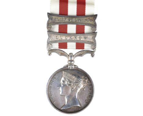 An Indian Mutiny Medal to Gunner Henry Simmonds, Royal Artillery, 2 clasps: Lucknow and Relief of Lucknow (GUNNER HENRY SIMMO