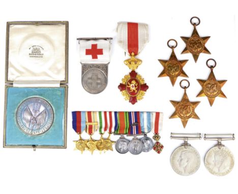 A collection of medals including: a group attributable to Thomas Parrington: 1939-45 Star, Africa Star, Italy Star, France an