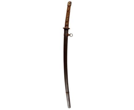 A Japanese army officer's sword (shingunto), showa period blade 27 in., shinogi zukuri, habaki with transverse file marks, na