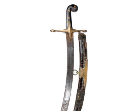 An early 19th Century British officer's sword of light cavalry dress type, by Hebbert and Humes, curved clip-point blade 28.2