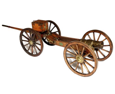 A fine 1:4 scale model of a 5 1/2 inch Howitzer, the carriage and limber built as a template at the Bombay Artillery's Gun Ca