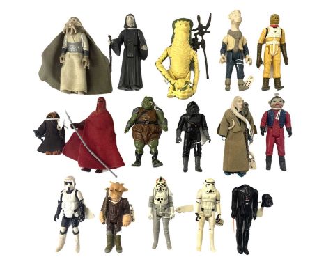 A collection of vintage Star Wars action figures, all marked LFL, to include: - Darth Vader (detached head) - Stormtrooper - 