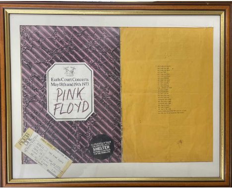 PINK FLOYD: Framed tour programme and original ticket stub for Earls Court, May 18th/19th 1973Framed size approximately: 40x5