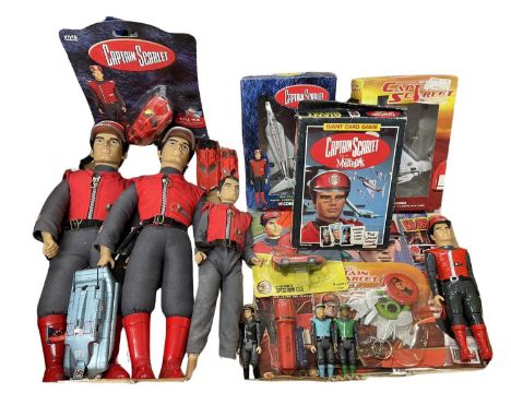 A mixed collection of vintage Captain Scarlet memorabilia, to include action figures, vehicles etc
