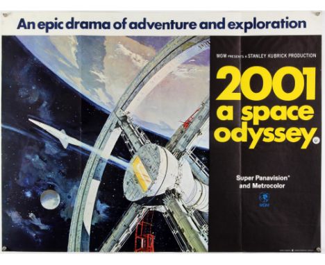 2001: A Space Odyssey (1968) British Quad film poster, artwork by Robert McCall, folded, 30 x 40 inches. Condition Report:  I