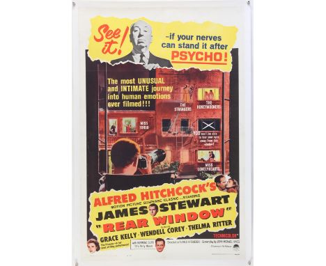 Rear Window (R-1962) US One Sheet film poster, directed by Alfred Hitchcock, linen backed, 27 x 41 inches. 