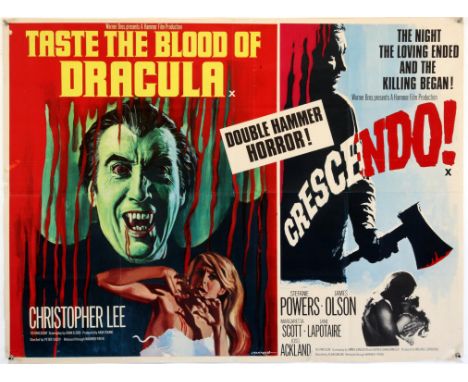 Taste the Blood of Dracula / Crescendo (R-1970's) British Quad Double-Bill film Poster, Double Hammer Horror with artwork by 