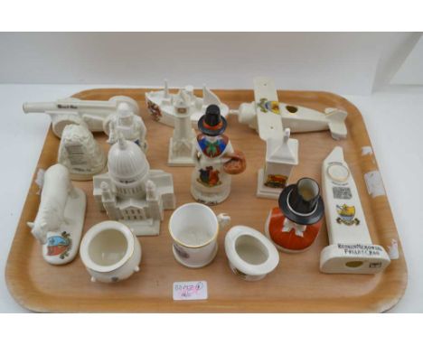 A COLLECTION OF CRESTED CERAMIC WARES, to include; Desert Gun, a Jenny Jones Ffestiniog etc. 