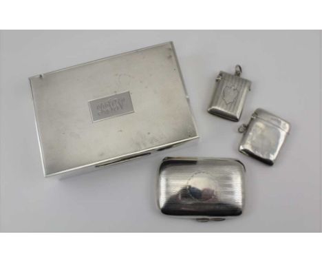 T.H. HAZLEWOOD &amp; CO. AN EDWARDIAN SILVER CIGARETTE CASE, having engine turned decoration and circular blind cartouche, gi