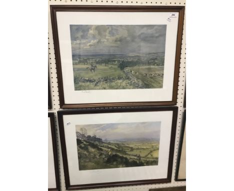 AFTER LIONEL EDWARDS "The Heythrop - near Stow on the Wold" colour print, signed in pencil lower right, 47 cm x 61 cm togethe