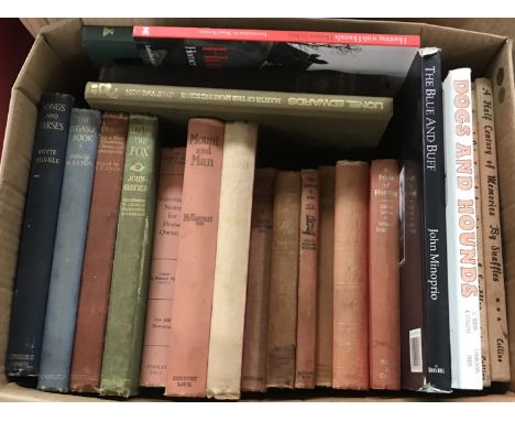 A box of various sporting related books including WALTER EMMANUEL (illustrated by Cecil Aldin) "The dog who wasn't what he th