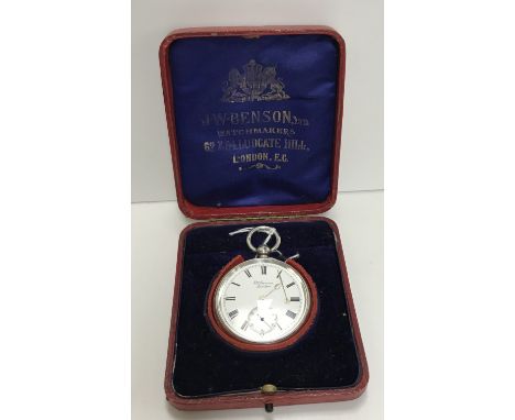J.W. Benson silver cased "The Ludgate" pocket watch numbered 99599 to the mechanism (by J.W. Benson, London 1899)