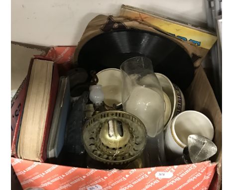 Two boxes of Wedgwood "Aztec" dinner wares, together with two boxes of sundry, china, glass and other miscellaneous items to 