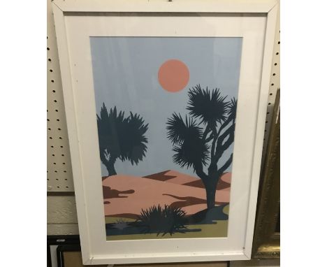 LATE 20TH CENTURY ENGLISH SCHOOL "Desert scene" screen print, 55 cm x 35 cm together with AFTER ROLAND SALMOND "Billingsgate"