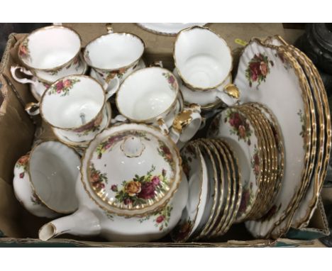 A Royal Albert Old Country Roses part tea set comprising tea pot, sugar bowl, milk jug, fourteen tea cups, six saucers, six t