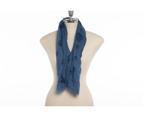 THREE ALEXANDER MCQUEEN SCARVES
To include a blue, a blush and a navy blue, all with skull pattern
Approximately 112cm x 100c