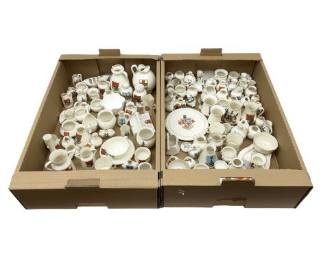 Collection of W H Goss crested ware, to include Yorkshire Roman Ewer, Scarborough ancient jug, salt and pepper shakers, Norwe