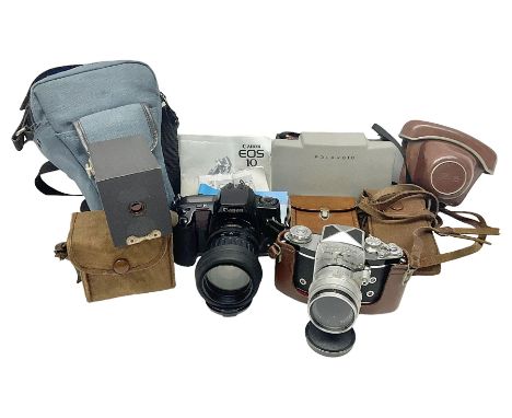 Canon EOS10 camera body serial no 1356392, with 'hama Sky 1A M58 35-135mm lens together with Exakta Varex, model VX IIa, Koda