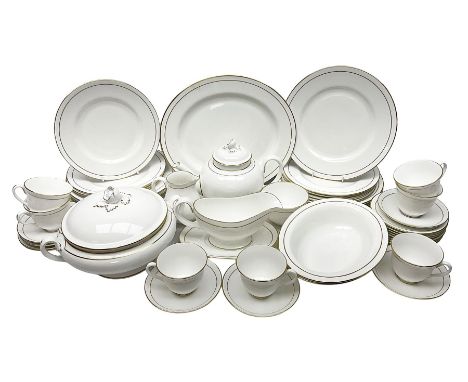 Royal Worcester Contessa pattern part tea and dinner service, to include teapot, milk jug, sucrier, seven cups and eight sauc