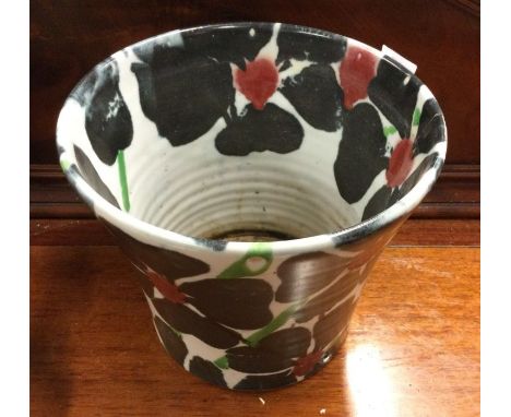 JANICE TCHALENKO (British: 1942 - 2018): A large 'Black Rose' design Dartington planter of tapering form. Approx. 23 cms tall