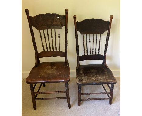 Two Continental stick back chairs.