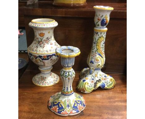 A collection of Quimper ware pottery.