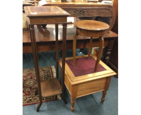 Two occasional tables, together with a commode.