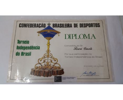 FOOTBALL, Dipolma from Brazilian FA for 1972 tournament celebrating the independence of Brazil, signed by Joao Havelance (17.