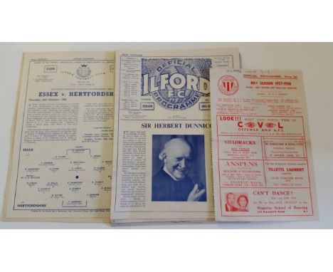 FOOTBALL, Ilford programmes, 1955/6-1959/60, inc. home programmes 1955/6, v Finchley, London Senior Cup v Hendon (10) 1956/7,