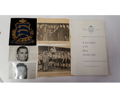 FOOTBALL, Ilford selection, inc. itinary for Holland tour 19th-24th May 1956, 75th aniversary menu &amp; handbook, photograph