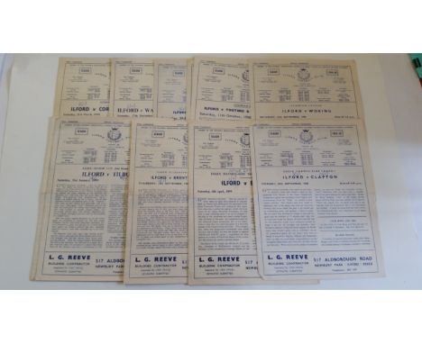 FOOTBALL, Ilford programmes, 1958/9 season, inc. Isthmian League (10), Essex Senior Cup, v Tilbury;  Elizabethan Trophy, v Br