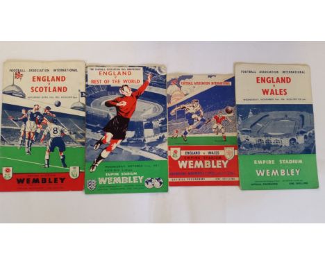 FOOTBALL, England home selection, inc. programmes, 1950s (21) &amp; 1960s (64); ticket &amp; rosette (1956), Austria  ticket 