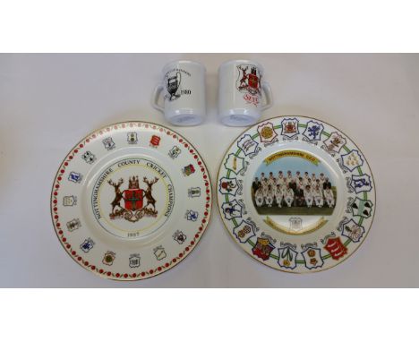 MIXED SPORT, Nottingham ceramics, Notts CCC plates (2)County Champions 1981 &amp; 1987; Forest, 1980 European Cup winners (1+