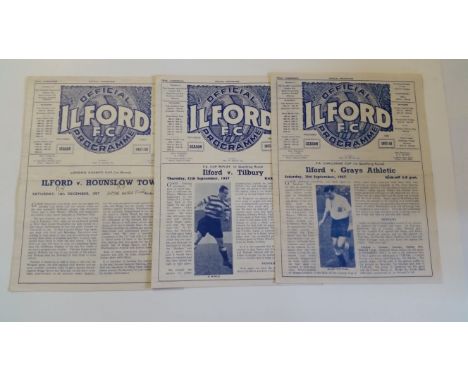 FOOTBALL, Ilford programmes, 1957/8 season, inc. home programmes for Cup Matches, v Wycombe; Vauxhall Motors Eastbourne FA Am