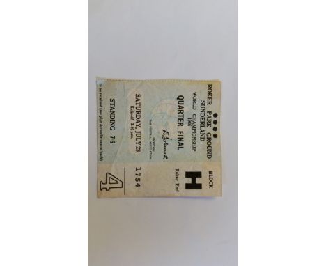 FOOTBALL, ticket, 1966 World Cup, Soviet Union v Hungary (quarter final), played at Roker Park (Sunderland), pale blue, VG