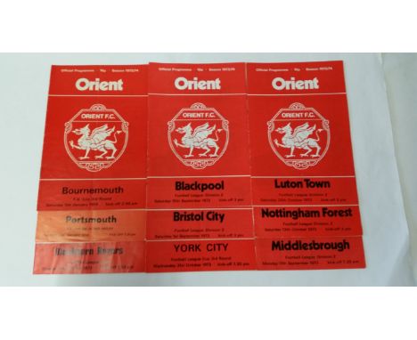 FOOTBALL, Leyton Orient programmes for 1973/74 season, inc. all  home matches (20); F.A. Cup 3rd round v Bournemouth &amp; 4t