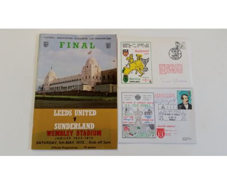 FOOTBALL, 1973 FA Cup Final selection, inc. signed commemorative covers (2), by Ian Porterfield (scorer); Sunderland away to 