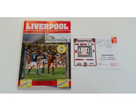 FOOTBALL, programme, Liverpool v Arsenal, 26th May 1989 (title decider), with first day cover signed by Michael Thomas (score