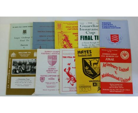 FOOTBALL, non-League minor cup final programmes, inc. Essex Senior CF 1988, Grays Athletic v Leytonstone Ilford, Barking v So