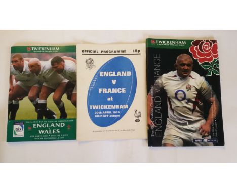 RUGBY UNION, selection, inc. programmes, England v France (33), 1953-2015, with extra four-page issue for rugby fans who died