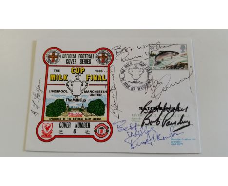 FOOTBALL, signed commemorative cover celebrating the Milk Cup Final between Liverpool and Manchester Utd 26th March 1983, 6 s