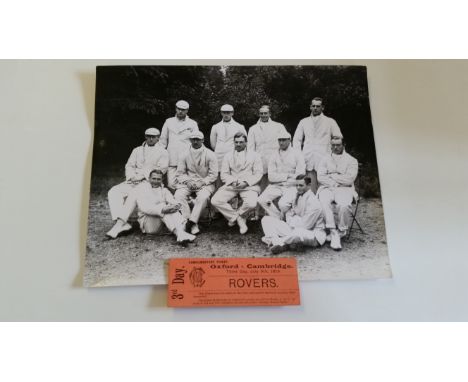 CRICKET, original ticket for Oxford v Cambridge, 1919, at Lords, with repro photo of Cambridge team, VG, 2