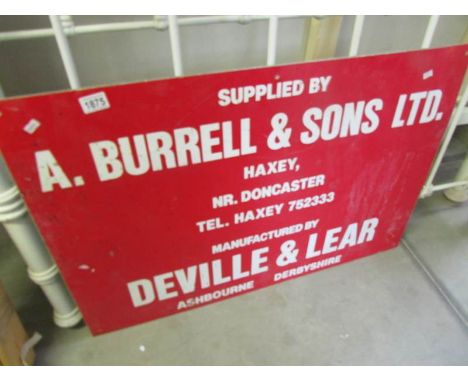 An enamel sign.