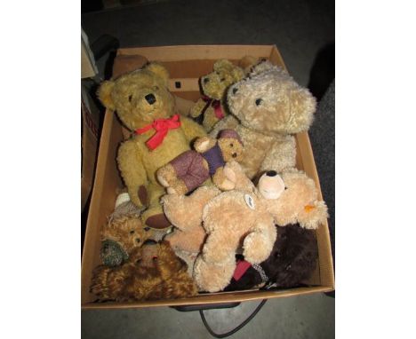 A collection of Teddy bears including Deans, Steiff, vintage designer, collector's etc .