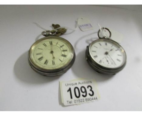 2 silver pocket watches being an English Second Centre Chronometer and The 'Express' English Lever, G.G.Graves, Sheffield.